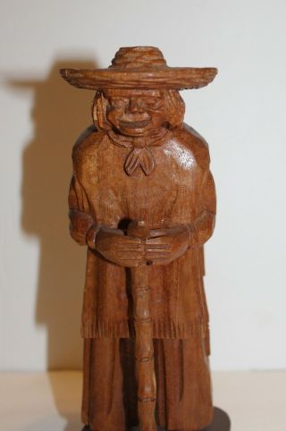 J Pinal Signed Wood Carving OId Mexican Man Cane Art Sculpture Mexico Figure 5