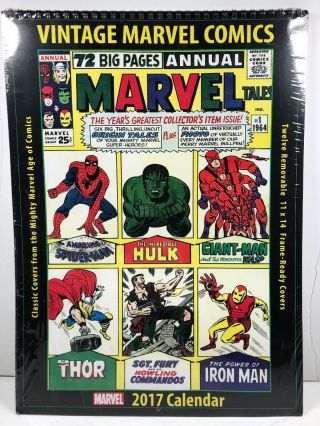 Vintage Marvel Comics 2017 Calendar Twelve Removable 11 X 14 Frame - Ready Covers