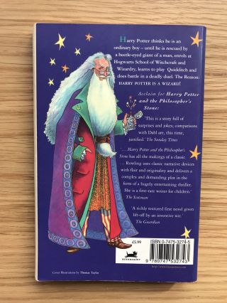 Harry Potter Philosopher ' s Stone 1st Edition 63rd Print Bloomsbury Paperback 2