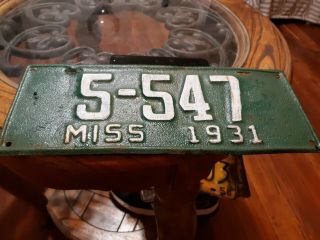 Mississippi License Plate 1931