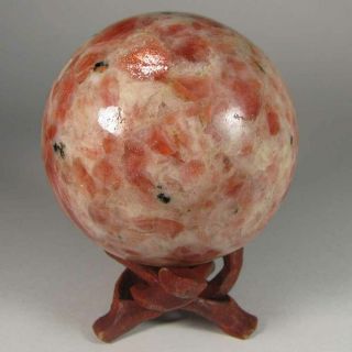 2.  5 " Sunstone Crystal Sphere Ball W/ Stand - India - 65mm
