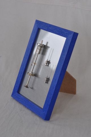 Antique Glass Syringe Vintage 2 Ml Needles Frame Medical Gift For Doctor Nurse