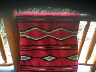 Vintage Native American Horse Blanket Rug Weaving Red White Black Grey 28x60
