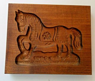 Vintage Wood Cookie Mold Folk Art Horse Press Stamp Springerle Bavaria Germany