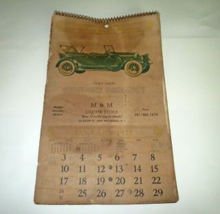 Circa 1921 Rare Antique Automobile Car Calendar - Studebaker Nash Cole Reo