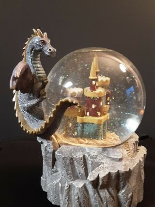 Dragon And Castle Snowglobe Vintage Musical " Puff The Magic Dragon "