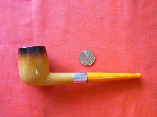 A CASED MEERSCHAUM SMOKING PIPE with SILVER MOUNT,  CHESTER,  HALLMARK. 3