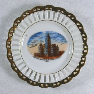 Antique Atchison Kansas Souvenir Plate Pic Of County Courthouse Made In Germany