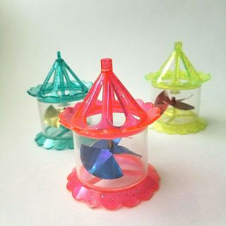 Vintage Plastic Twinkler Spinner Birdcage Christmas Tree Ornaments Set Of 3