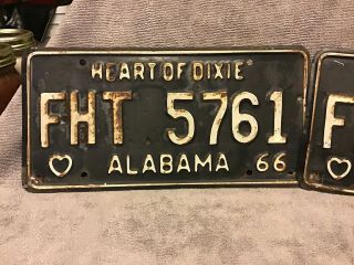 1966 Alabama FHT License Plates Consecutive Rare 2