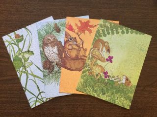 Vintage Current Wildlife Just - A - Note Lk Powell Fold - A - Note Postalette Stationery