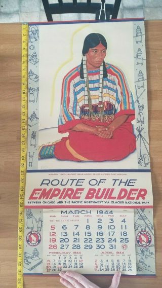 1944 Route Of The Empire Builder " Mountain Flower " Blackfeet Calendar