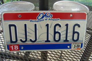 Djj 1616 = March 2008 Cuyahoga County Ohio Birthplace Of Aviation License Plate