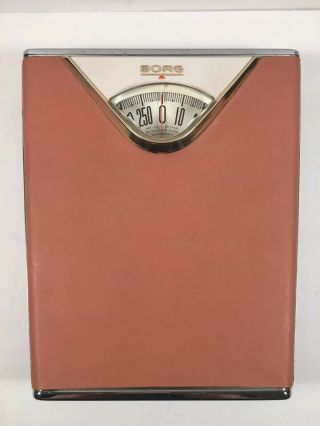 Vintage Pink And Chrome Shabby Deco Look Borg Bathroom Scale -