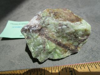 Fluorescent Mineral Rock Day - Green Willemite Franklin Museum Label C57