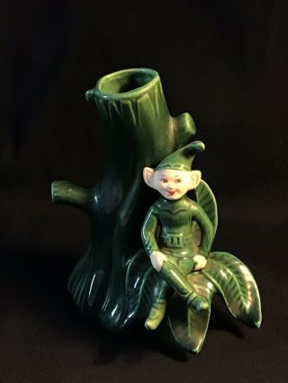 Vintage Treasure Craft Or Gilnar Pixie Elf Fairy Tree Stump Vase Planter