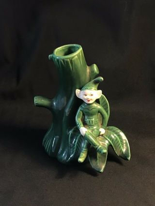 Vintage Treasure Craft Or Gilnar Pixie Elf Fairy Tree Stump Vase Planter 2