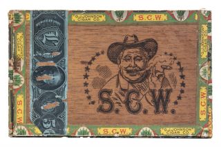 Rare 1901 " S.  C.  W.  " 50 Cigar Box In