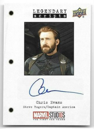 Chris Evans Captain America 2019 Ud Marvel First Ten Years Auto Autograph Ls - Ca