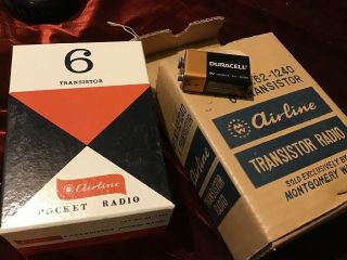 Vintage Airline 6 Transistor Radio NOS with Box,  papers 9v Battery 4