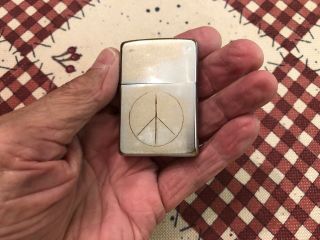 1967 Vietnam Era Trench Art Zippo Lighter - Peace Sign - Two sided lighter - 3