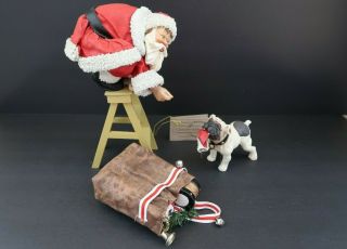 Possible Dreams Clothtique Santa On Ladder Saturday Evening Post Bulldog 3651