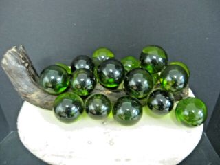 Vintage Retro Mid Century Acrylic Glass Grapes Green Cluster Driftwood Decor