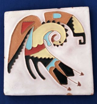 Native American Santa Clara Pueblo Artist Pablita Velarde Clay Tile 6 " X6 " X1/2 "