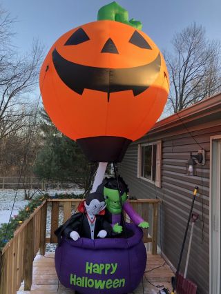 Gemmy Airblown Inflatable 15’ Halloween Hot Air Balloon Pumpkin