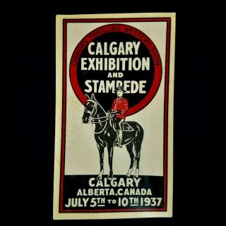 Two Vintage 1937 Calgary Exhibition & Stampede Travel Decals Canada