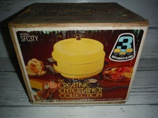 Vintage Ge Fondue Pot Skillet Chafing Dish Creative Entertainer Set Yellow