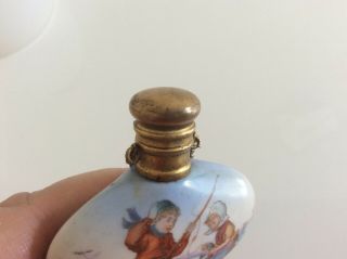 Fine antique porcelain 19th century chatelaine perfume/scent bottle. 7
