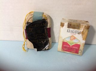 Nos Vintage Antique Bull Durham Smoking Tobacco Bag Blackwell Krakatoa