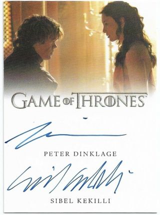Game Of Thrones Inflexions Peter Dinklage & Sibel Kekilli Dual Auto/autograph Sp