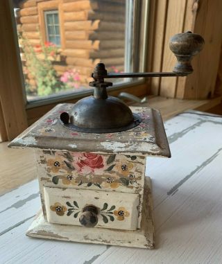 Antique Vintage French Shabby Chic Coffee Mill/ Pepper Grinder 1960’s
