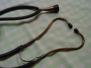 WWII 1940 ' s vintage brass Stethoscope Pilling medical diagnostic tools 2