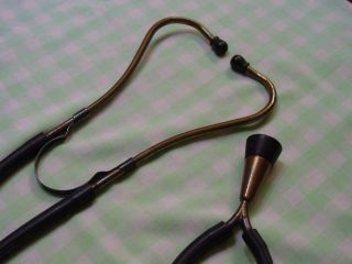 WWII 1940 ' s vintage brass Stethoscope Pilling medical diagnostic tools 3