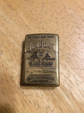 Zippo Lighter - Jim Beam Bourbon Whiskey - Solid Brass Heavy Wear