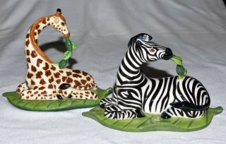 Lynn Chase Jungle Out Of Africa Napkin Rings Set Of 2 Giraffe And Zebra