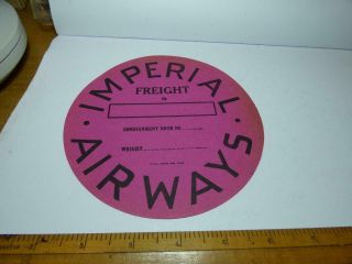 Rare Pre - War Large Imperial Airways Freight Label