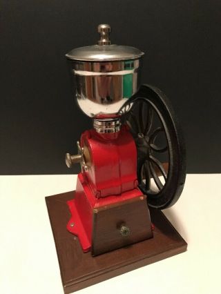 Vintage Mr.  Dudley International Delft Style Red Cast Iron Coffee Grinder
