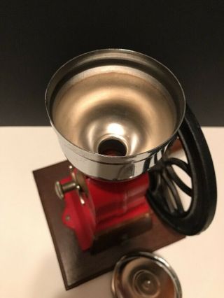 Vintage Mr.  Dudley International Delft Style Red Cast Iron Coffee Grinder 6