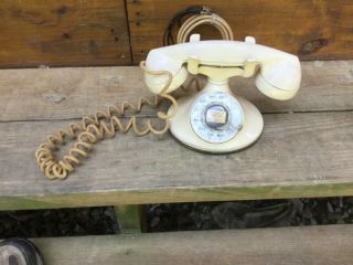 Western Electric Oval Base Desk Telephone Set 5h Dial Ivory D - 1 Bell System