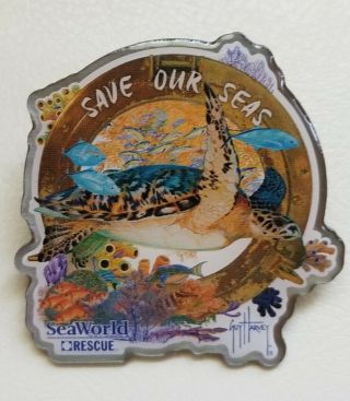 Seaworld Pin Guy Harvey Save Our Seas Rare Htf Nla On Card