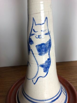Limited Edition Whimsical Pottery Cat Candle Holder Pair,  Signed Joni Conrad 5