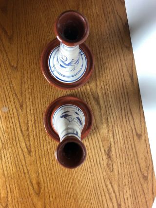Limited Edition Whimsical Pottery Cat Candle Holder Pair,  Signed Joni Conrad 8