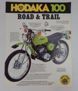 Rare: Hodaka Road Toad 100 Rt / 02 Trail Motorcycle Brochure Paper Vtg