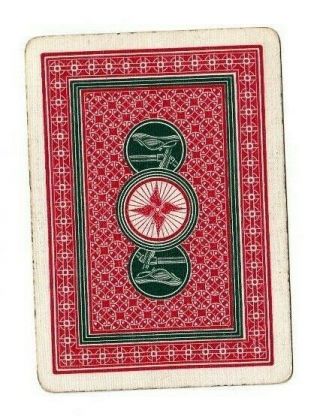 1 Wide Playing Swap Card - Vintage Bicycle Saddle Design 64 Red Circa 1900