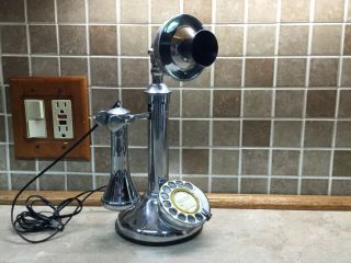 Gec Chrome Candlestick Phone Made In England Rotary