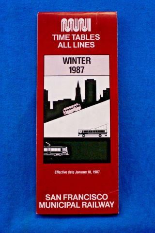 San Francisco Muni Time Tables - All Lines - Jan 10,  1987